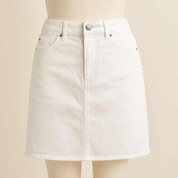 Joe Fresh White Denim Skirt – Size 2 – Frayed Hem – Pre-owned - Picture 1 of 3